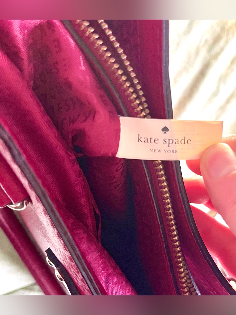 Kate Spade Fuchsia Pebbled Leather Satchel Crossbody Bag Small - Picture 9 of 11